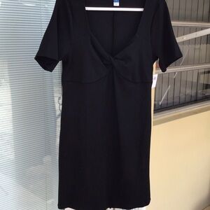 Old Navy Black Knot-Front Midi Dress